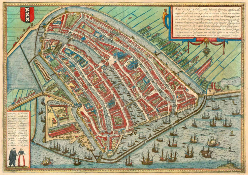 Braun Hogenberg Antique map of Amsterdam