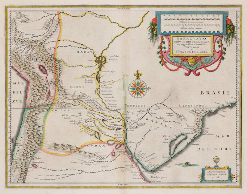 Antique map of Paraguay by Willem Blaeu