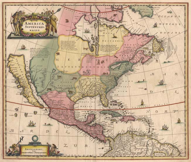 Antique map of North America by Janssonius