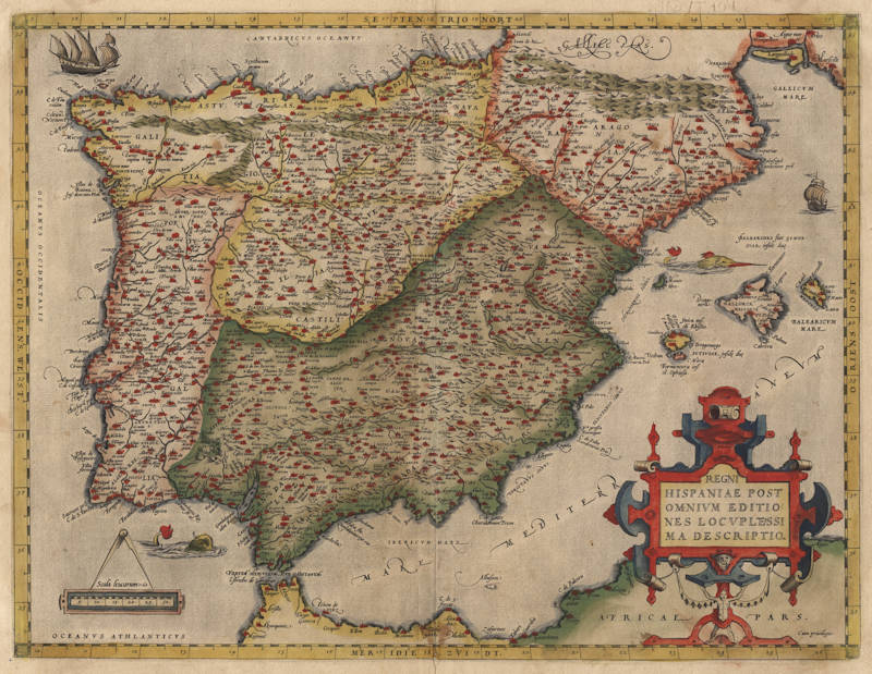 Antique map of Spain by Ortelius