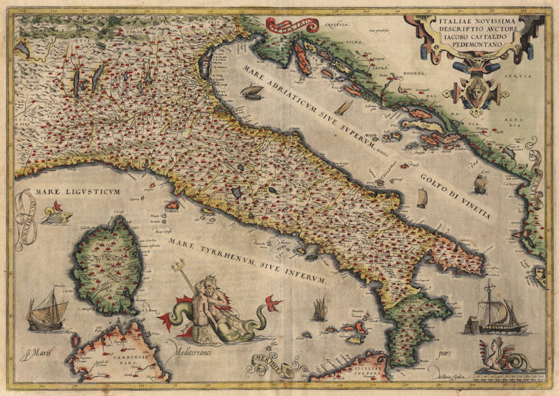 Antique map of Italy by Ortelius