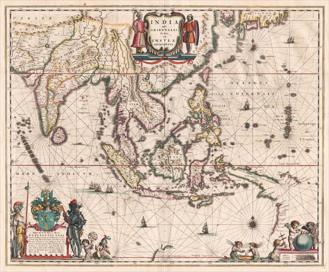 Antique map of South East Asia by Willem Blaeu