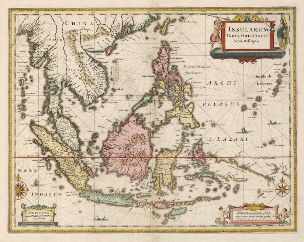 Antique map of South East Asia by Janssonius