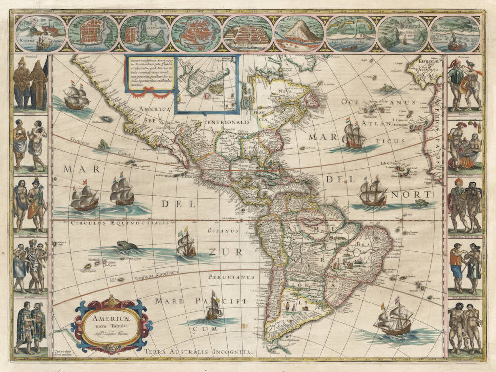 Antique map of America by Blaeu