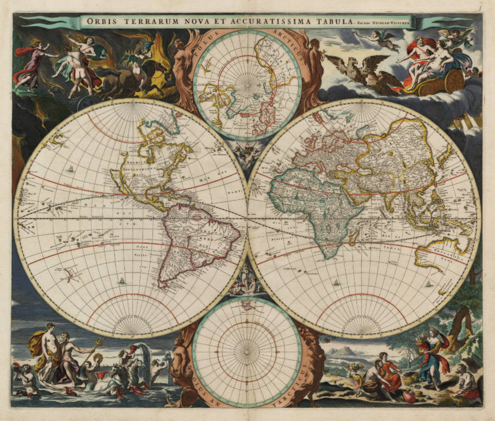 Antique map of the World by Visscher