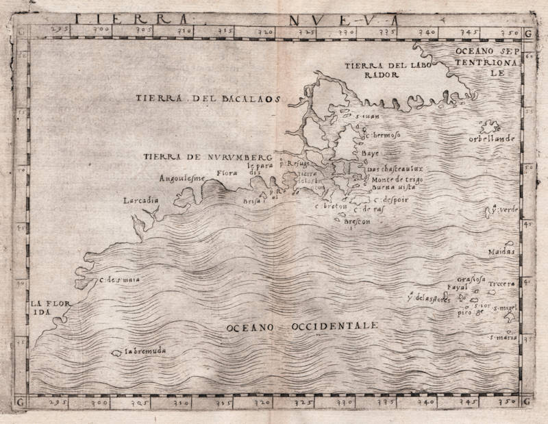 Antique map of East Coast by Gastaldi