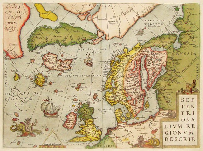 Antique map of Scandinavia by Ortelius