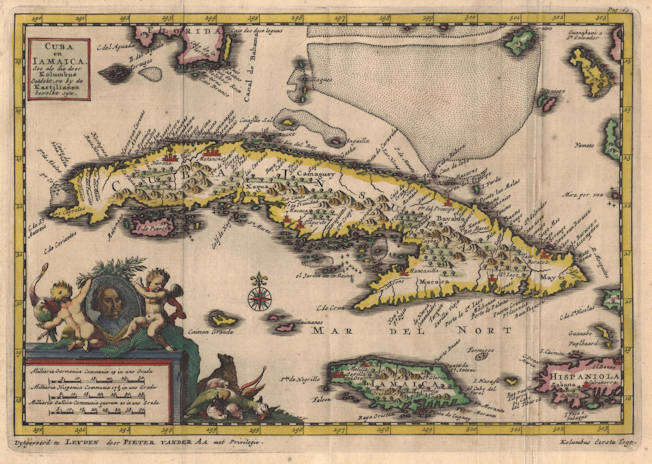 Antique map of Cuba by Pieter van der Aa