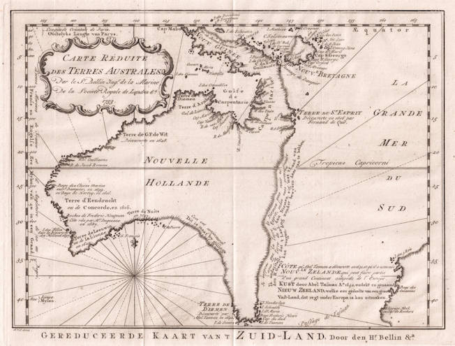 Antique map of Australia by Bellin
