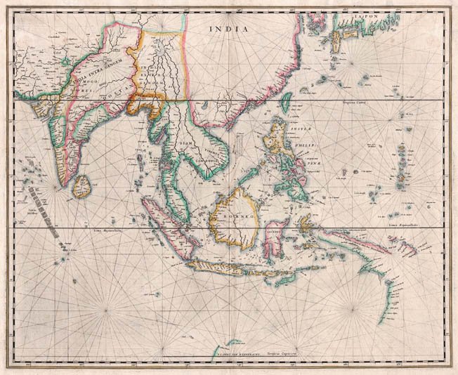 Antique map of South East Asia by Hessel Gerritsz