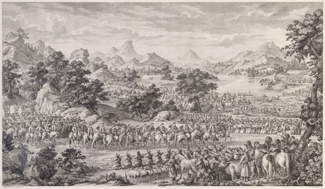 Old Master Print of the Surrender of the Ili, by Ignatius Sichelbarth