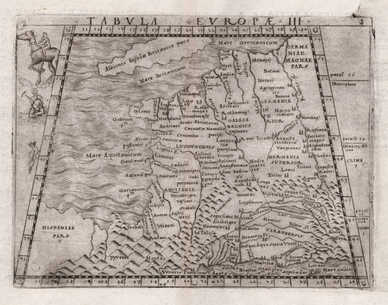 Antique map of France by Gastaldi/Ptolemy