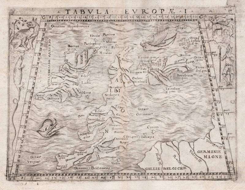 Antique map of British Isles by Gastaldi/Ptolemy