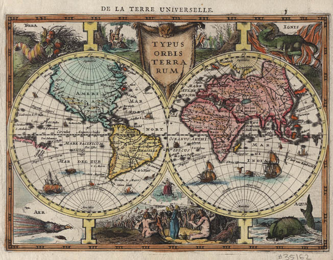 Antique map of the World by Jodocus Hondius