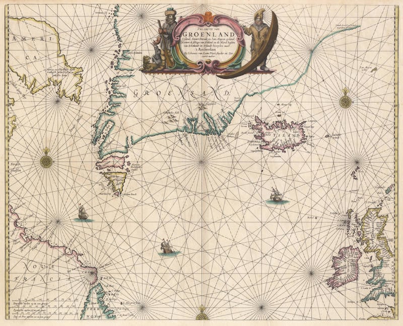 Antique map of North Atlantic by van Loon