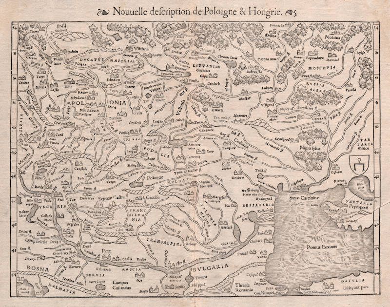 Antique map of Eastern Europe by Münster