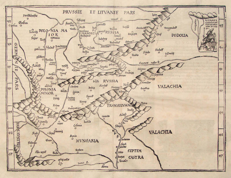 Antique map of Eastern Europe by Fries/Waldseemüller
