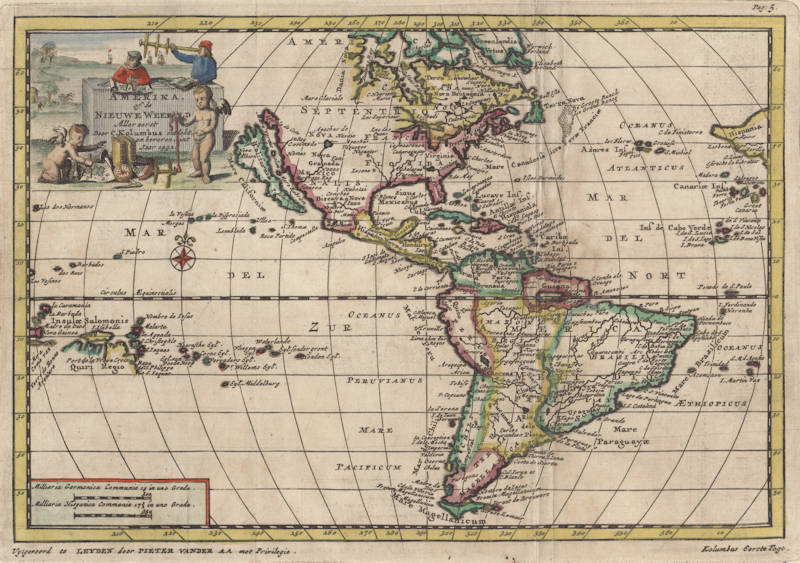 Antique map of America by van der Aa