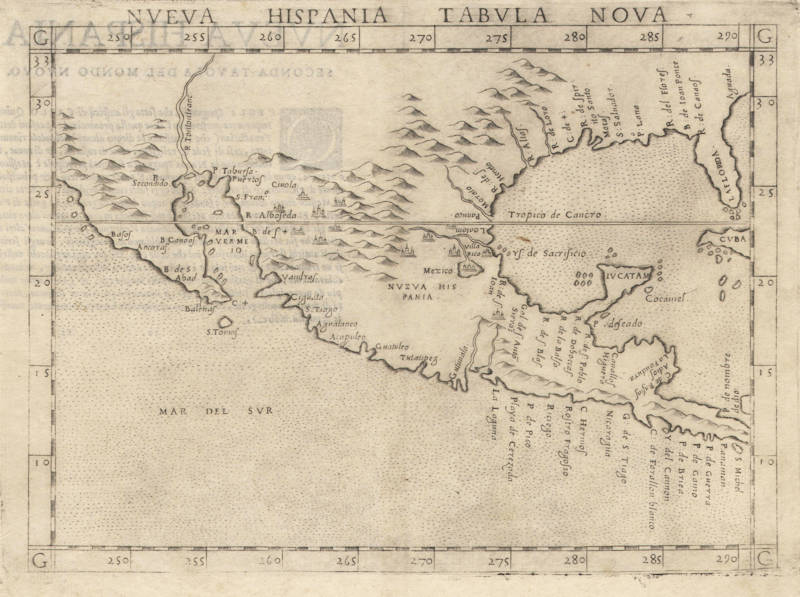 Antique map of Mexico, Texas by Ruscelli / Gastaldi