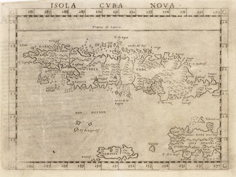 Antique map of Cuba by Ruscelli / Gastaldi