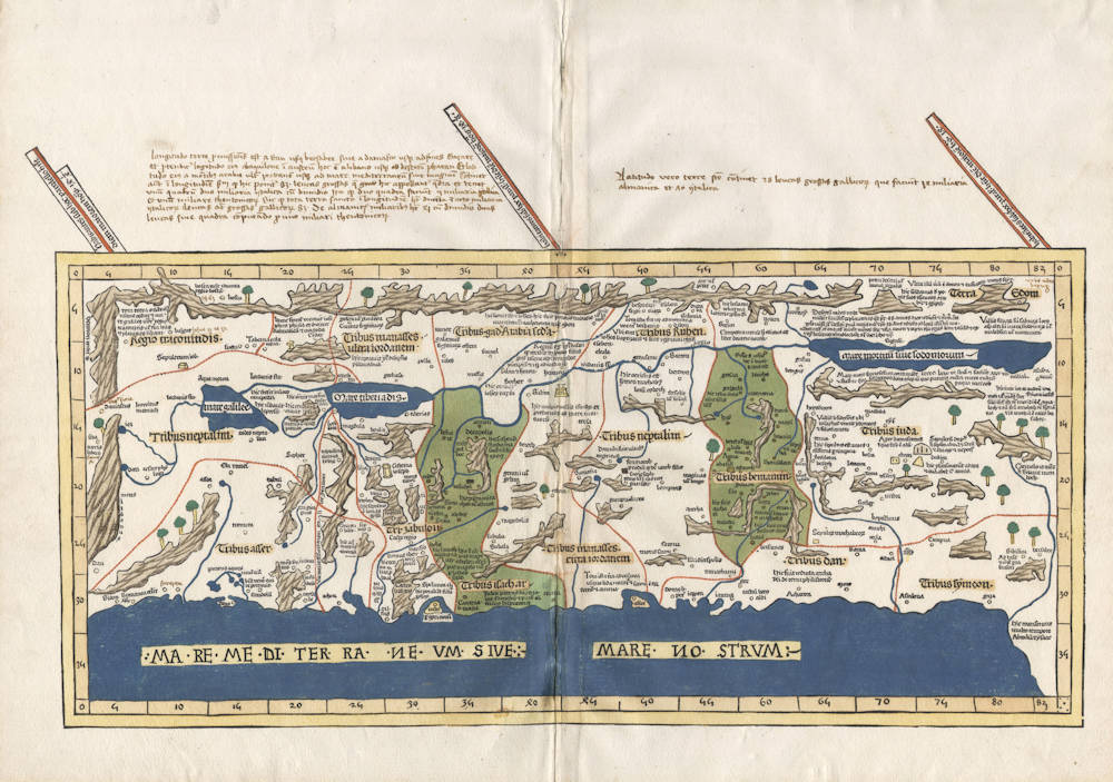 Antique map of Holy Land by Ulm Ptolemy