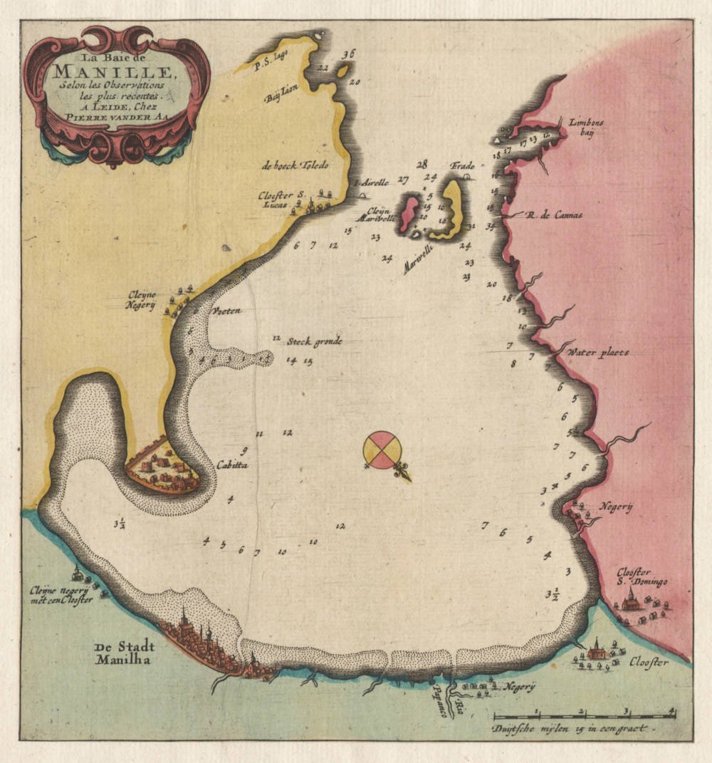 Antique map of Manilla Bay by Pieter van der Aa