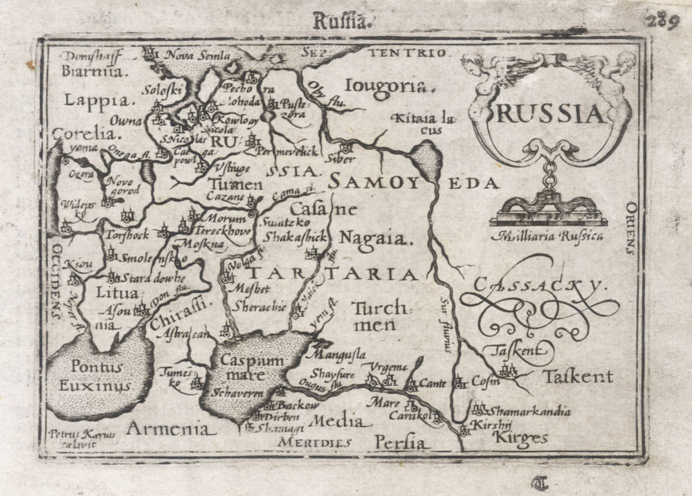 Antique map of Russia by Langenes