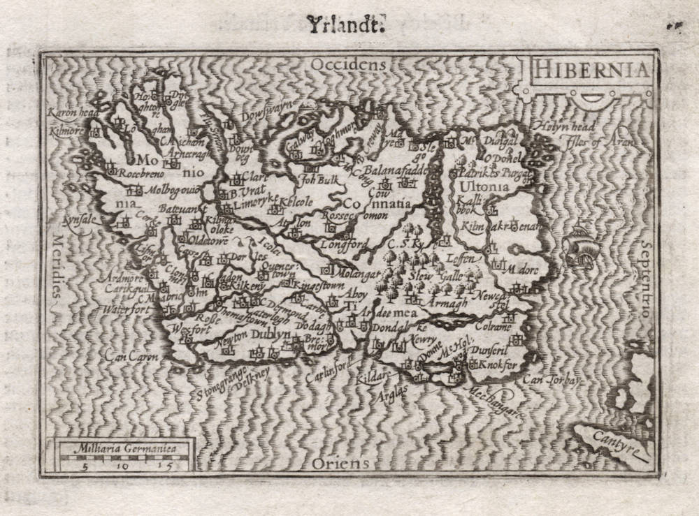 Antique map of Ireland by Langenes