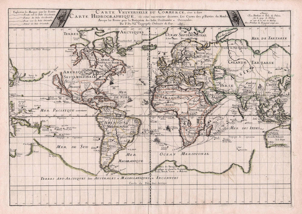 Antique map of the World by Pierre Du Val