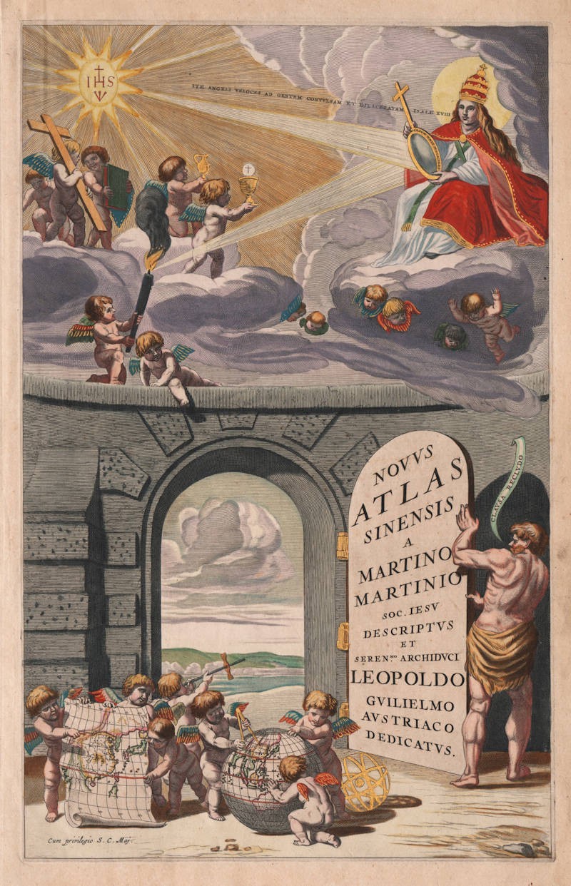 Old Master Print of the Allegory of China - Atlas Maior frontispiece by Joan Blaeu