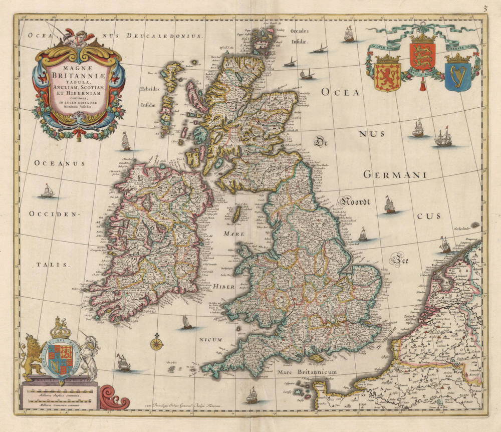 Antique map of British Isles by Visscher