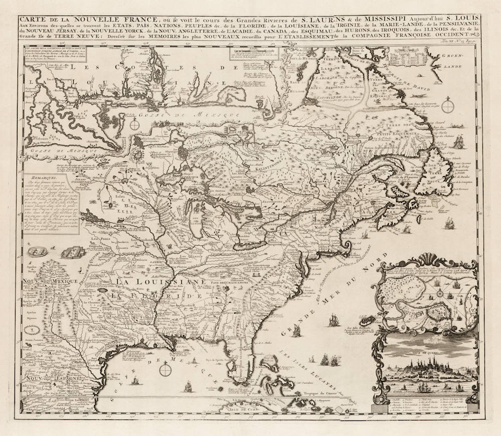 Antique map of New France by Chatelain