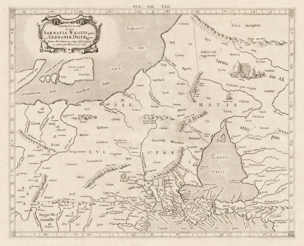 Antique map of Russia by Mercator after Ptolemy
