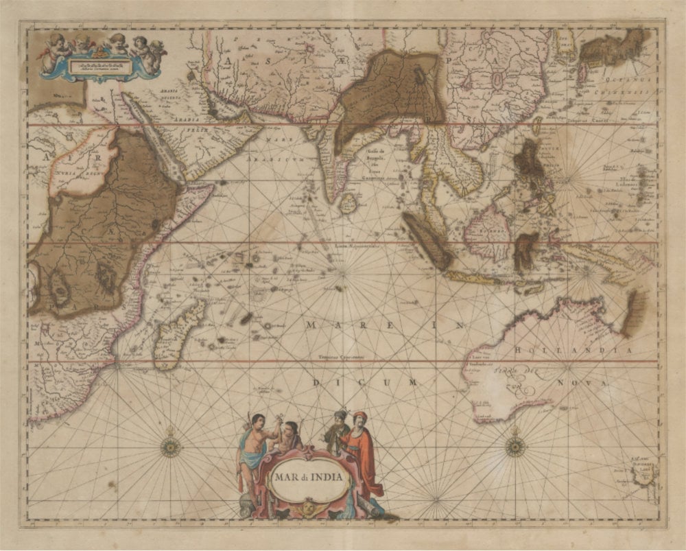 Antique map of Indian Ocean, VOC territory by Janssonius