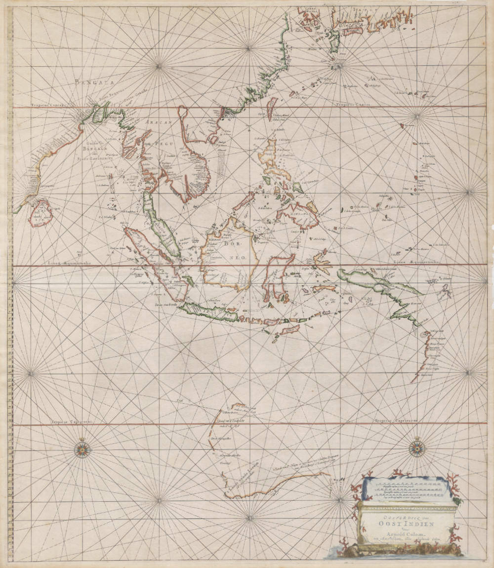 Antique map of South East Asia by Colom