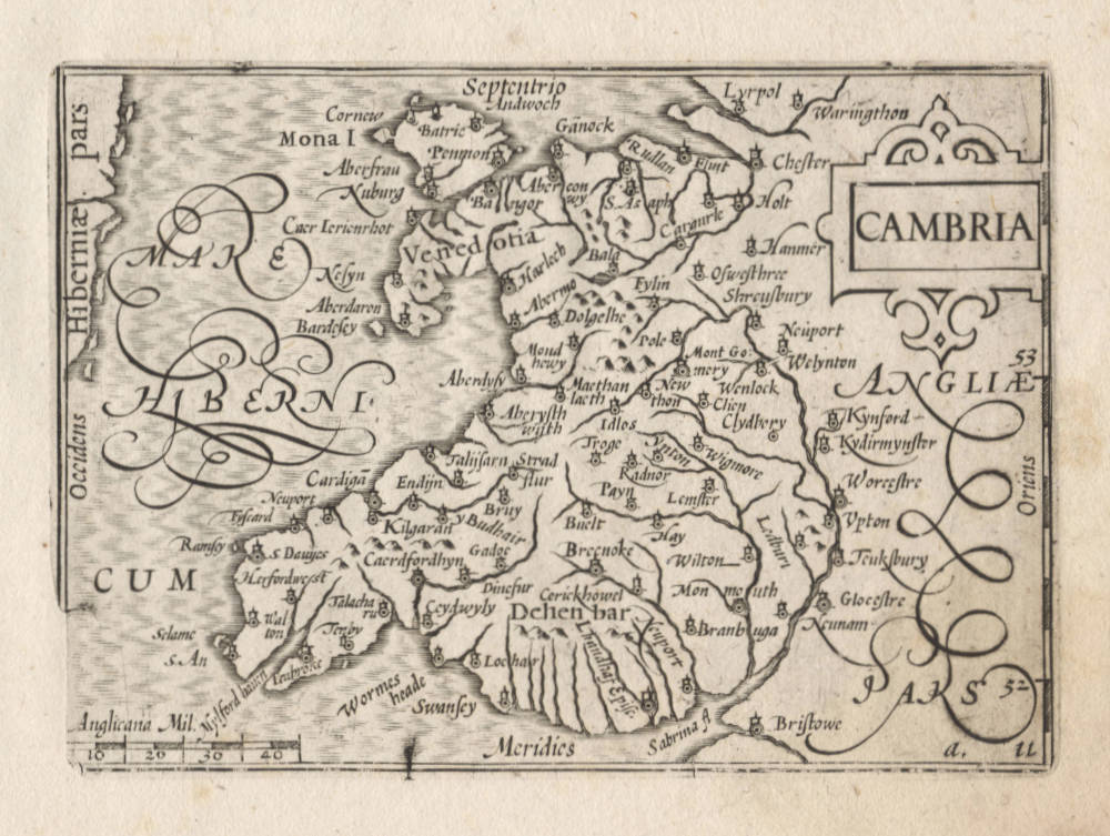 Antique map of Wales by Langenes / Visscher