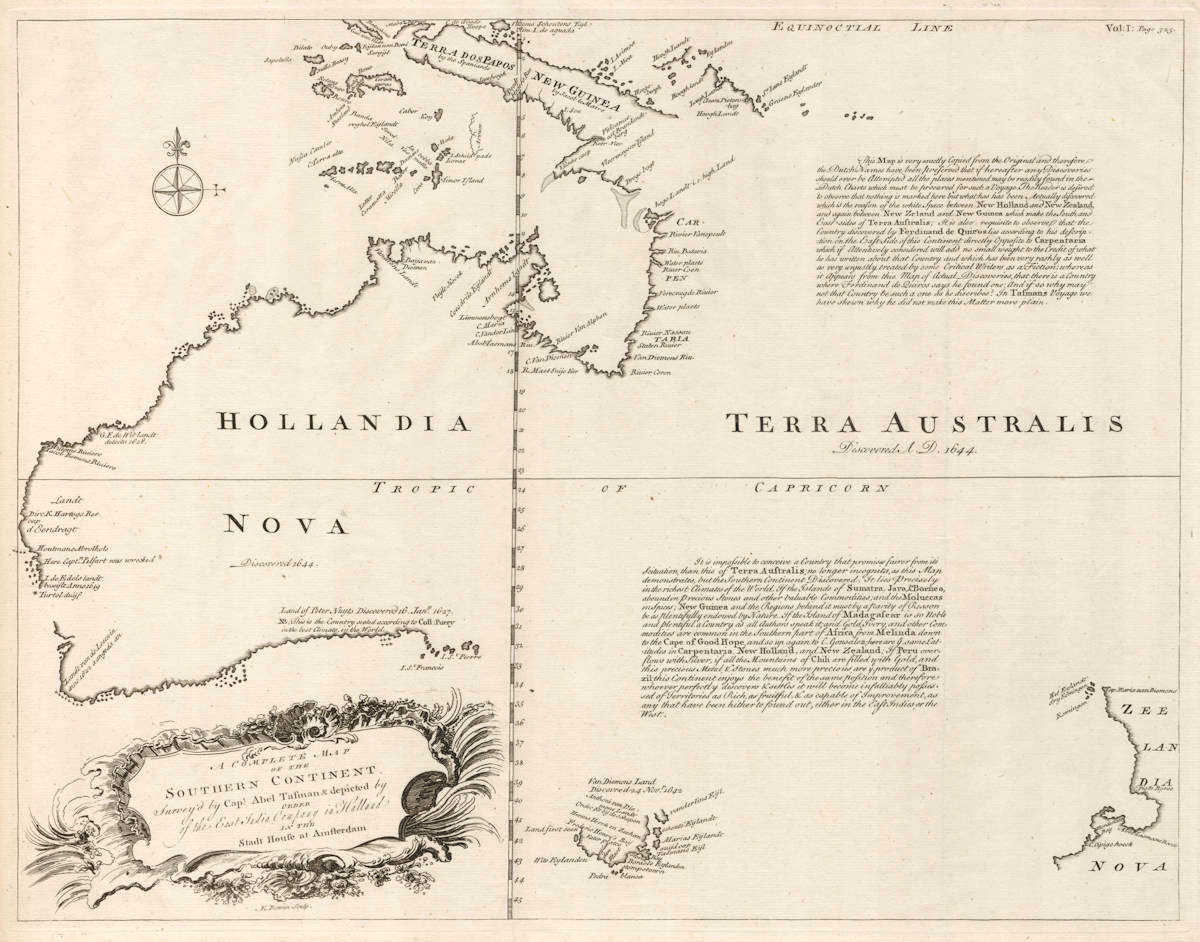 Antique map of Australia by Bowen