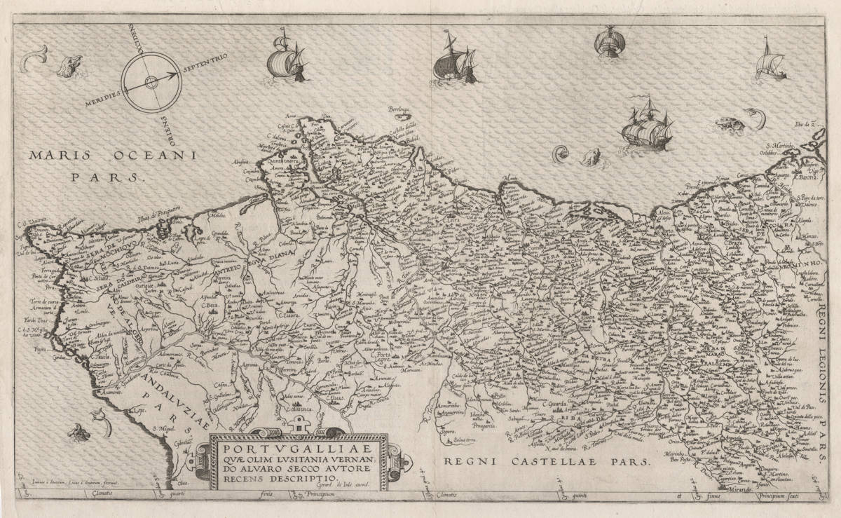 Antique map of Portugal by de Jode