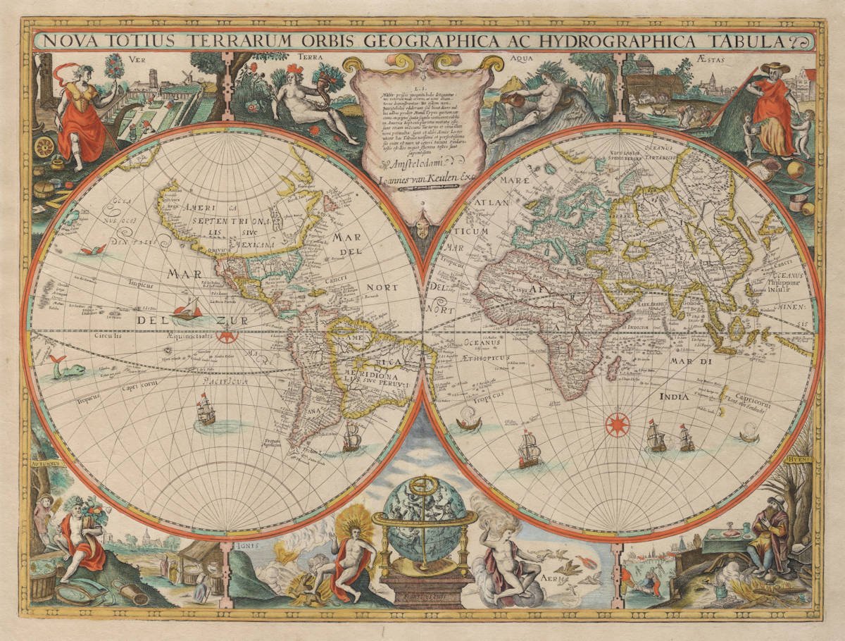 Antique map of the World by Jodocus Hondius II