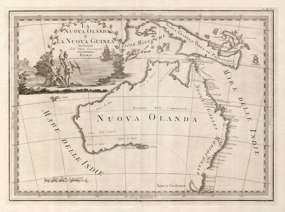 Antique map of Australia by Cassini