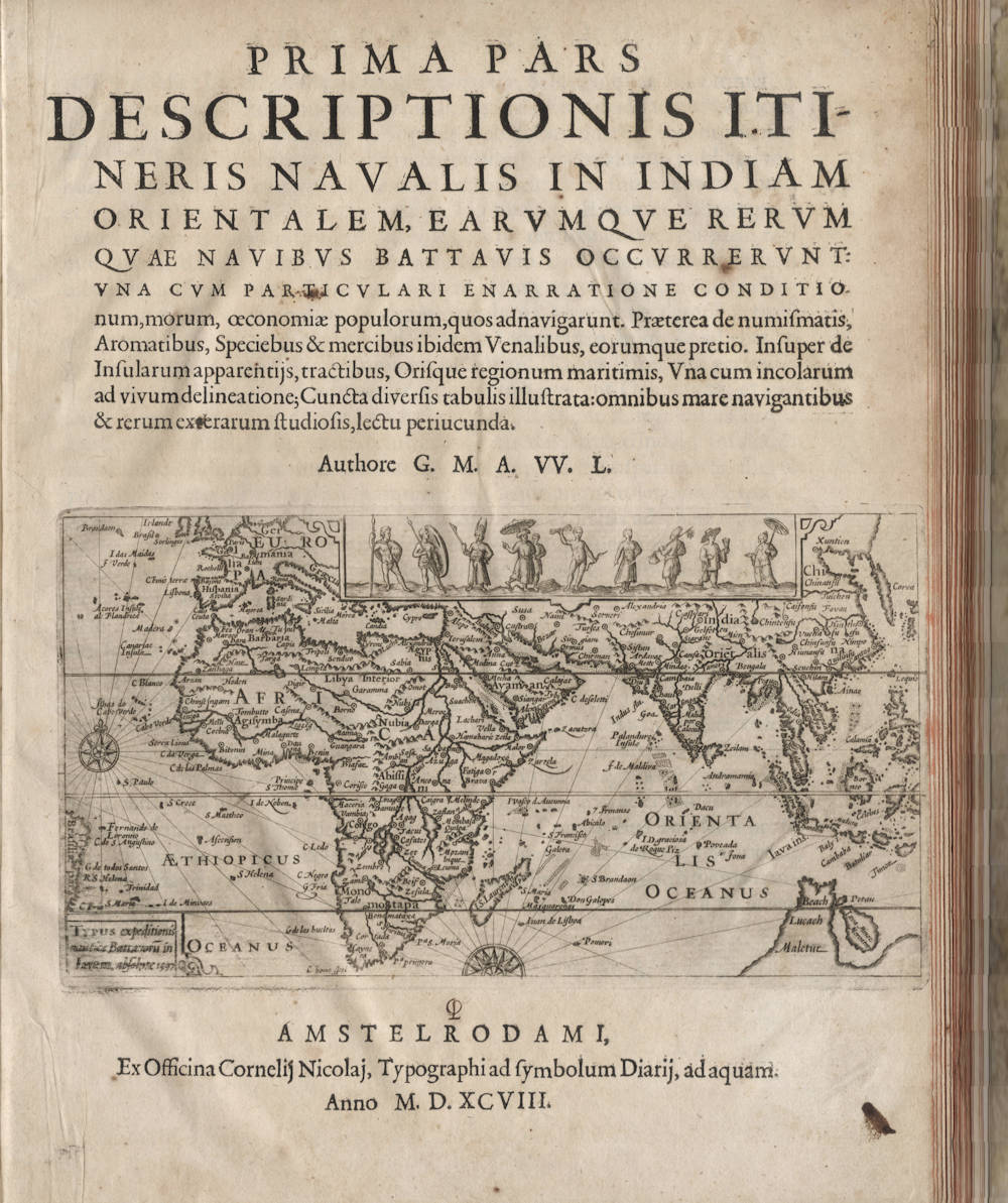 Willem Lodewijcksz Journal of the Dutch first fleet to the East Indies, here in 1598 first Latin edition