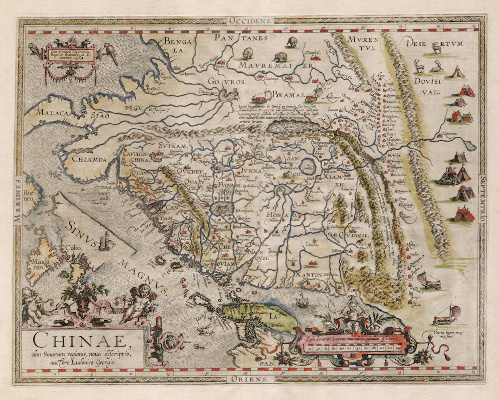 The first map of China in the first 1584 atlas edition by Abraham Ortelius