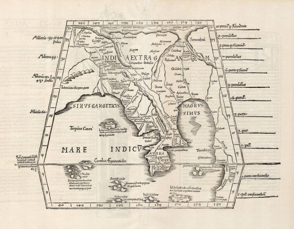 Antique map of Southeast Asia by Fries / Waldseemüller / Ptolemy