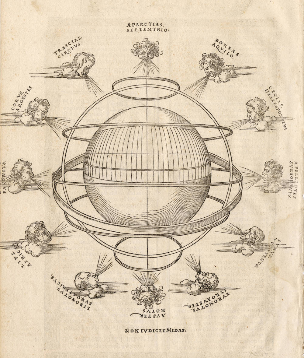 Old Master Print of an Armillary Sphere with wind heads by Albrecht Dürer