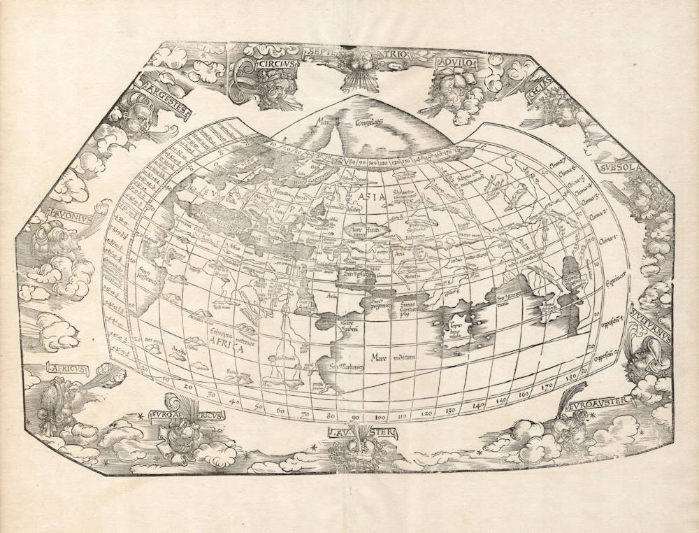 Antique map of the World by Fries / Waldseemüller / Ptolemy