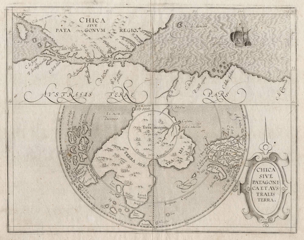 Antique map of the Southern Hemisphere by Wytfliet