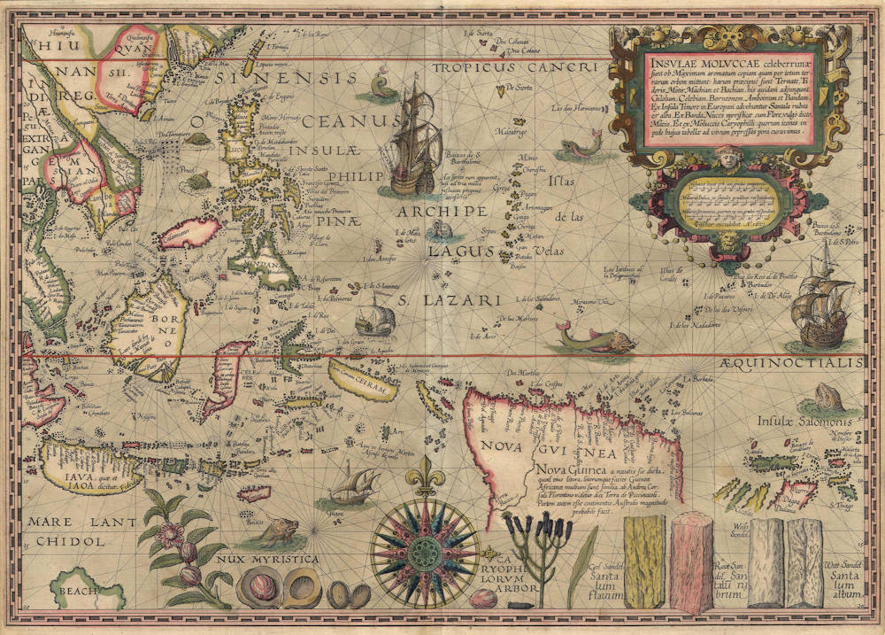 Antique map of the Spice Islands by Plancius