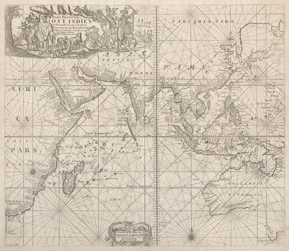 Antique map of Far East, Australia, Indian Ocean by van Keulen