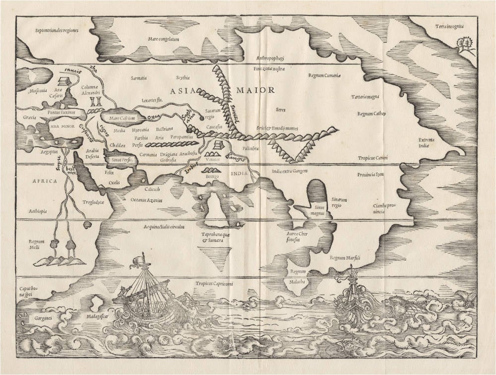 Paris France, antique woodcut map by Sebastian Münster 1561