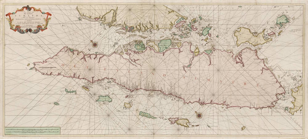 Antique map of Sumatra, Singapore by van Keulen